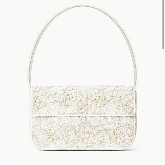 STAUD Handbags - NWT Staud Tommy beaded bag garden party white